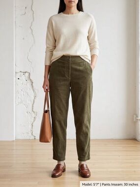 OSKA Germany Corduroy Pull On Tapered Cropped Pants Olive Green Size 3